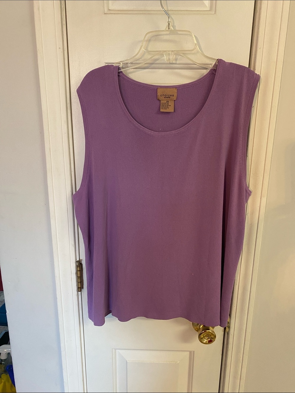 Choices Lavender Sleeveless Scoop Neck 2X Pullover Blouse